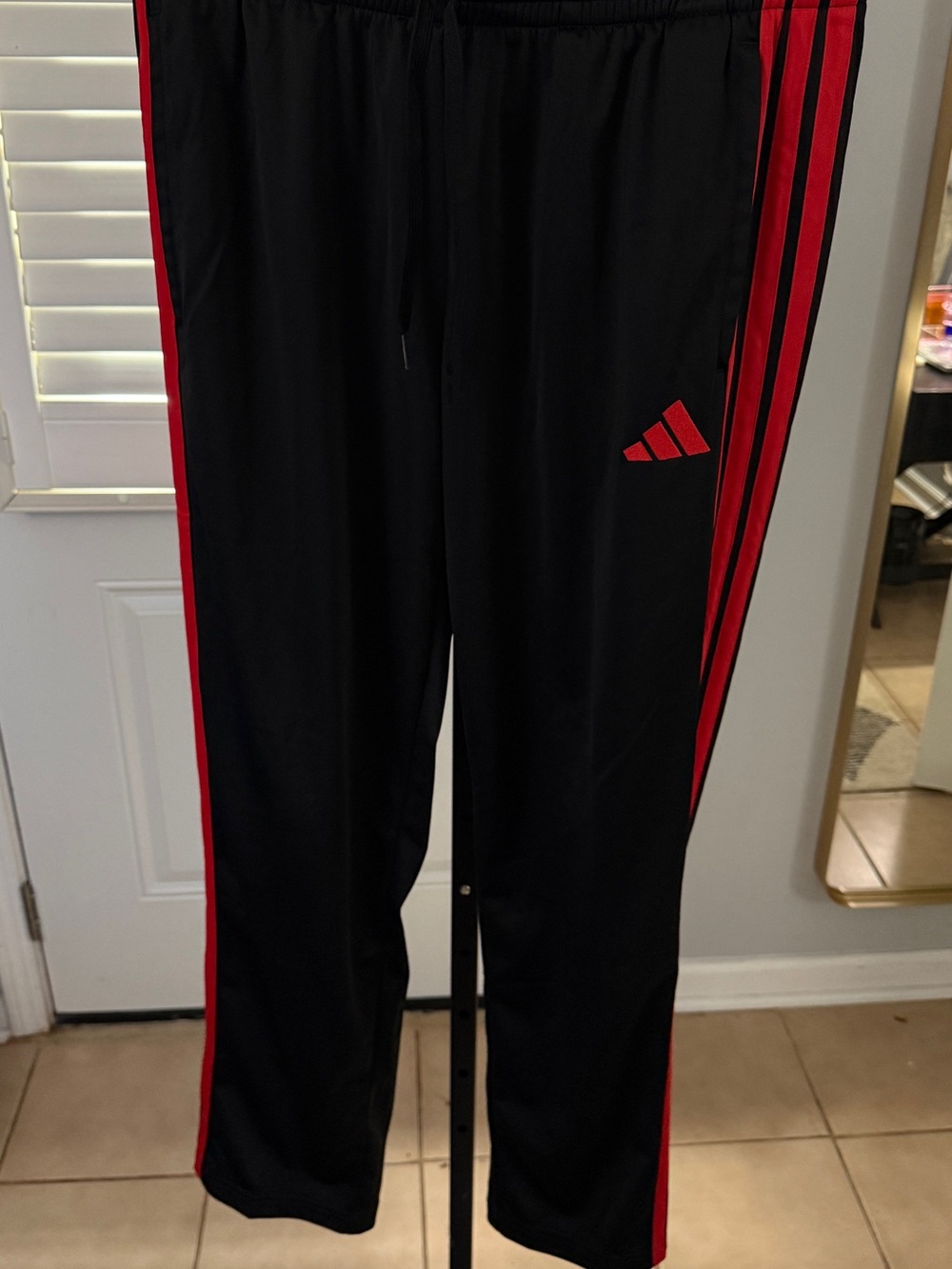 adidas Black Sweatpants with Red Side Stripes